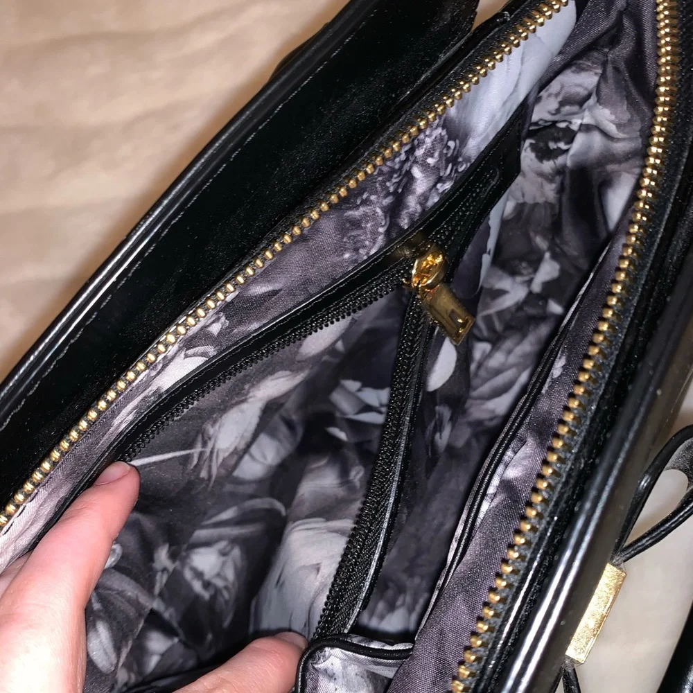 Ted Baker Black Bow-Accent Top-Handle Satchel with Gold Hardware